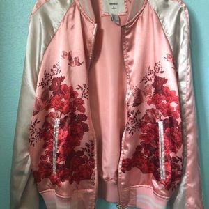 Rose gold bomber jacket